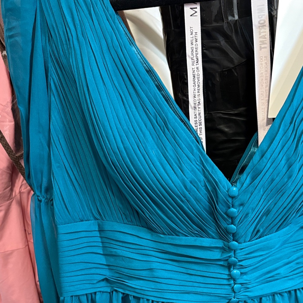 Mac Duggal 68254 Teal Long Sleeve Dress - Picture 3 of 7